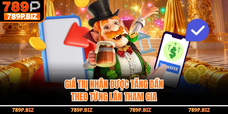 Giá trị nhận được tăng dần theo từng lần tham gia